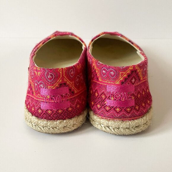 Toms Alpargata Rope Pink Hmong Floral Print Slip-on Flat Shoes sz 6.5 - Picture 5 of 7